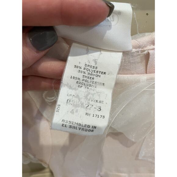 Vintage Bonnie Jean Girls Pink Pleated Collared Dress Chiffon & Lace EUC Size‎ 4 - Picture 4 of 6